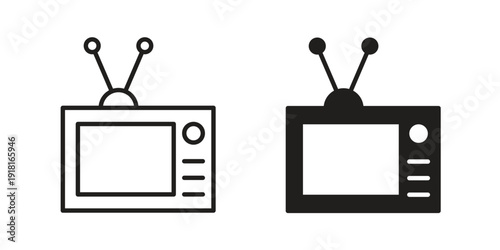 Television icons for graphic design, logo, Web site, social media, UI, mobile app, vector illustration