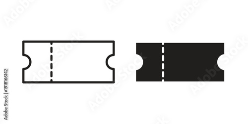 Ticket stub icons for graphic design, logo, Web site, social media, UI, mobile app, vector illustration