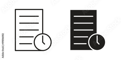 Timesheet icons for graphic design, logo, Web site, social media, UI, mobile app, vector illustration