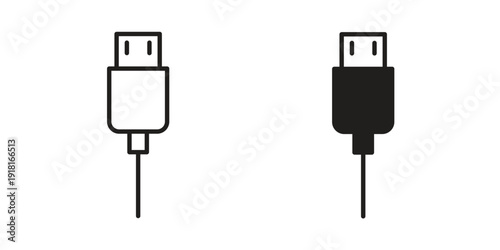 USB cable icons for graphic design, logo, Web site, social media, UI, mobile app, vector illustration