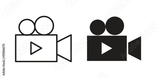 Video camera icons for graphic design, logo, Web site, social media, UI, mobile app, vector illustration