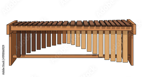 Vector illustration of a wooden xylophone isolated on transparent background