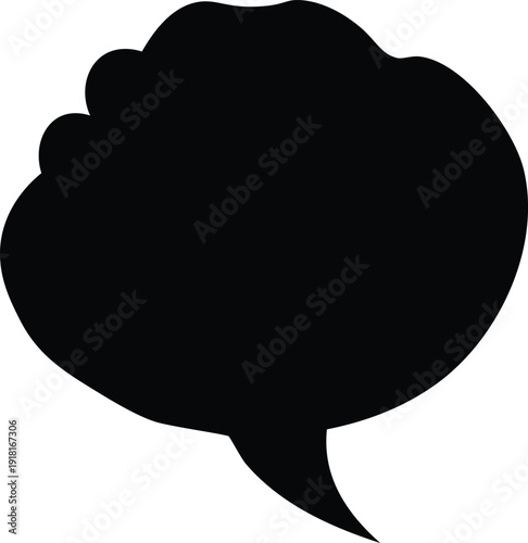 Black Cloud Shaped Speech Bubble with a Tail on a White Background for Conversation and Thoughts