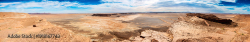 Panoramic view of the Moroccan desert terrain in the Kelaat M'gouna region