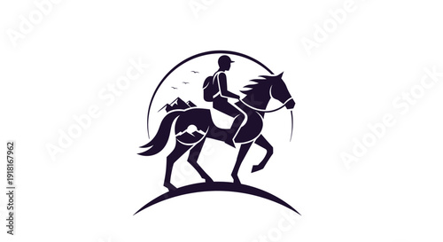 A silhouette of a person riding a horse