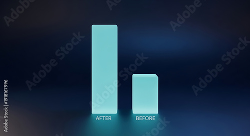 Before and After Comparison of a Light Blue Bar Chart on a Dark Background
