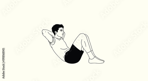 A person performing sit-ups on a mat in a gym setting.