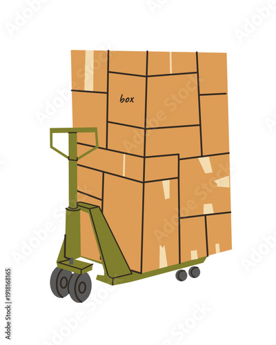 Forklift truck. Delivery service and logistics. Industrial vehicle for work in warehouse isolated on white background.