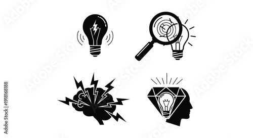 Four different symbols with text underneath each one