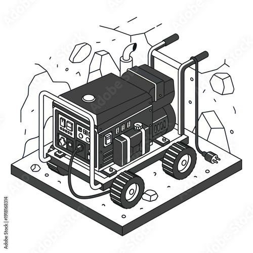Portable Generator Machine on Wheels.