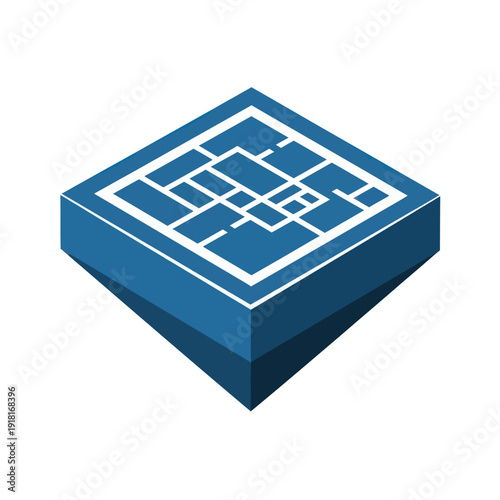 Blue Square Box with White Labyrinth.