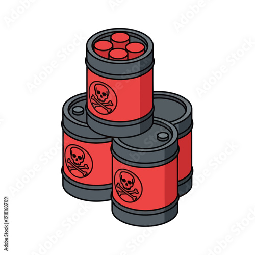 Toxic Chemical Barrels with Skull Symbol.