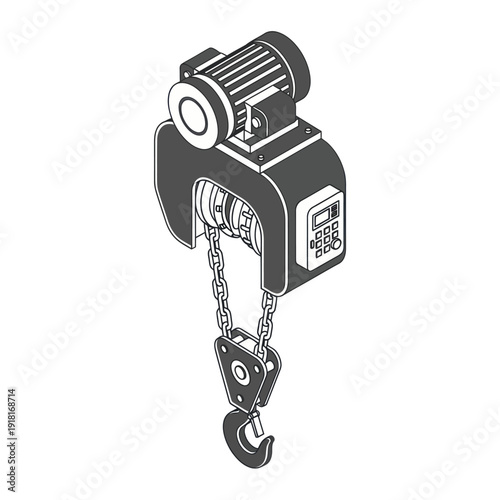 Industrial Hoist Equipment with Chain and Hook.