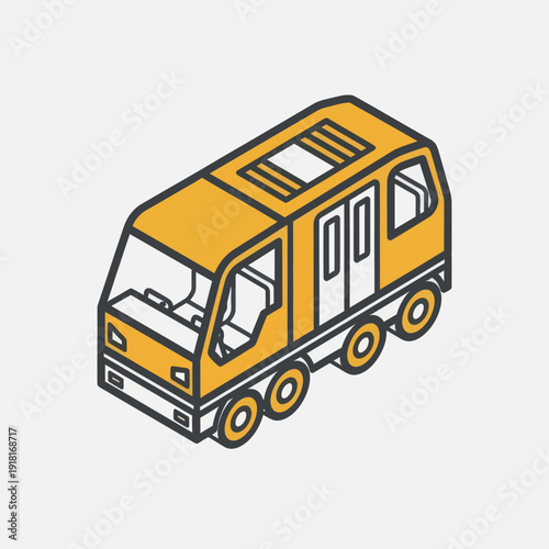 Yellow Camper Van Illustration Simple Design.