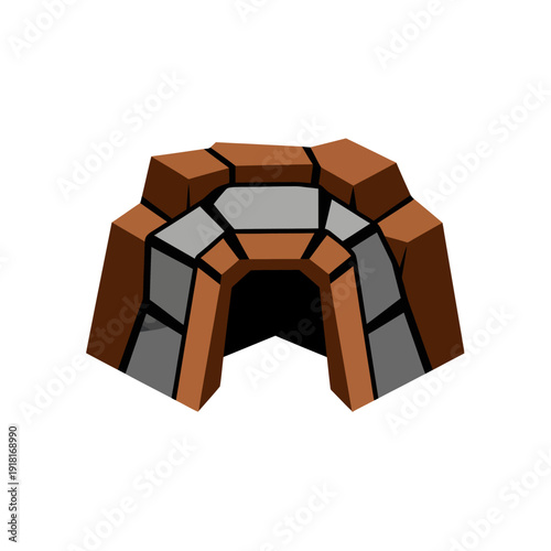 3D Illustration of Brick Igloo Structure.