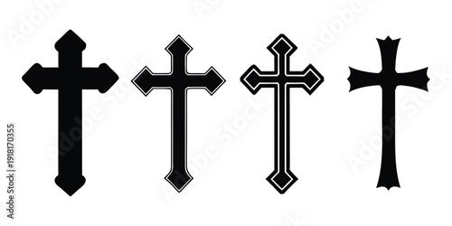 Christian cross icon. Religious cross. Vector illustration 