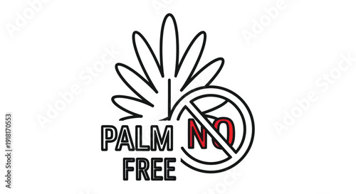 Palm oil free symbol a leaf with a prohibition sign and text