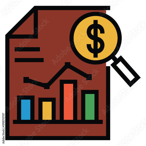 Cost analysis filled icon design, representing financial review, budgeting, expense tracking, profit evaluation, business planning, and financial management, perfect for websites