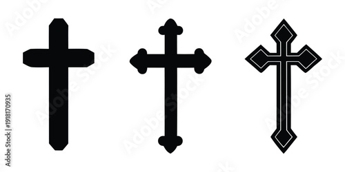 Christian cross icon. Religious cross. Vector illustration 