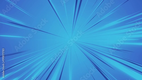 Comic book speed lines animation isolated on blue background
