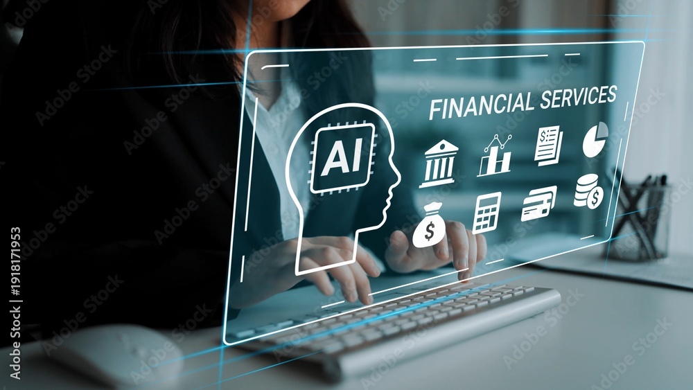 Αυτοκόλλητο Innovative AI Technology Transforming Financial Services with Visual Data Representation for Enhanced Decision Making and Customer Engagement Gluon