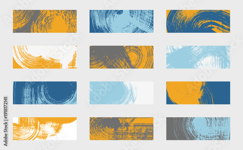 Set of vector abstract backgrounds. Colorful brush strokes, patterns, posters, cover, banner.