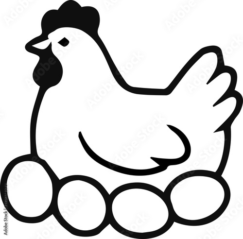 laying hen on eggs vector