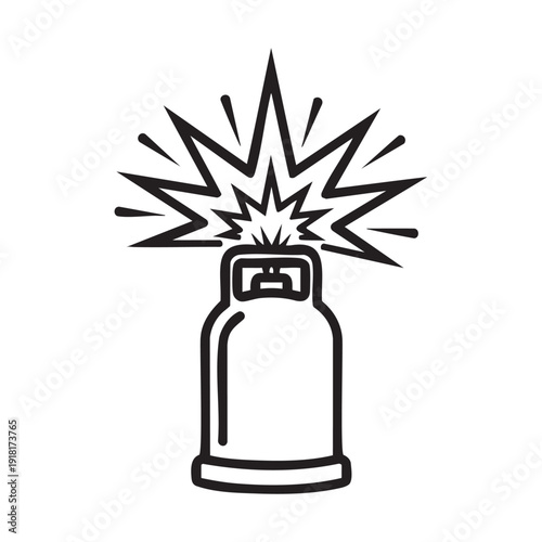 Exploding gas tank icon line art vector illustration design