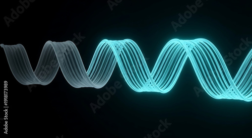 A 3D rendered blue sine wave on a black background.