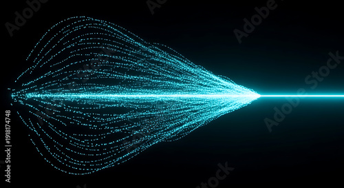 Digital particles forming a futuristic tunnel in deep space.