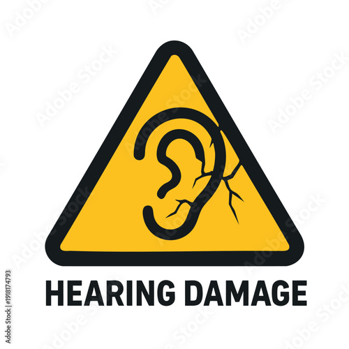Hearing damage warning ear symbol