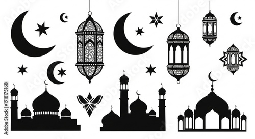 Vector silhouette of a mosque building icon