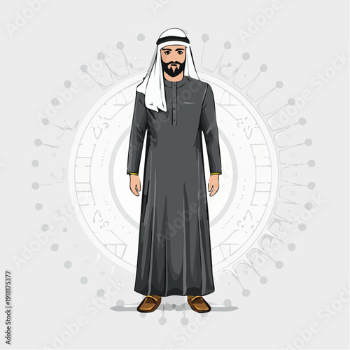 Man Wearing Traditional Arabic Clothing.