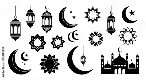 Abstract vector illustration featuring silhouetted birds flying over a city skyline with iconic architectural landmarks