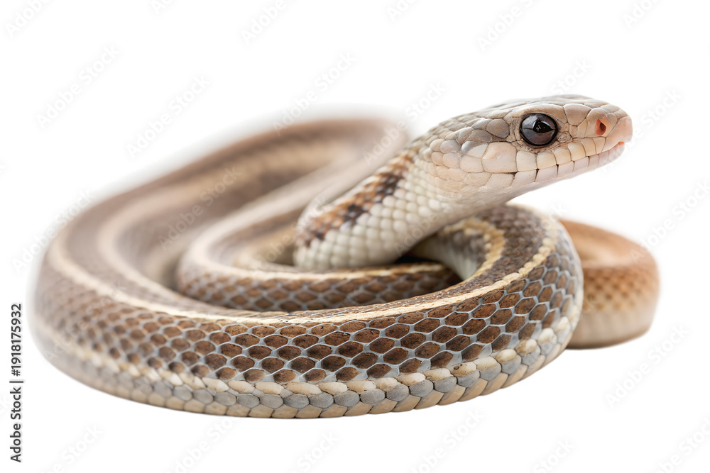Obraz premium Two Pet Snakes Coiled Together on White – Exotic Animal Care and Insurance Concept