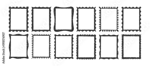 Colorful crayon frames and doodle borders with childish charm. Hand-drawn boxes perfect for creative designs, school projects, and playful text layouts with crayon texture. Black vector illustration.