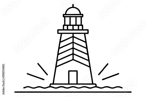 Minimal Beacon Structure Line Icon Marine Navigation Lighthouse SVG Vector