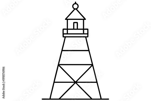 Minimal Beacon Structure Line Icon Marine Navigation Lighthouse SVG Vector