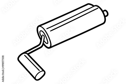 Minimal Line Sketch of Paint Roller – Simple Continuous Outline Icon