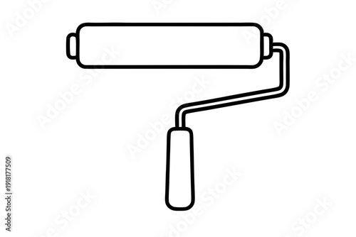 Minimal Line Sketch of Paint Roller – Simple Continuous Outline Icon