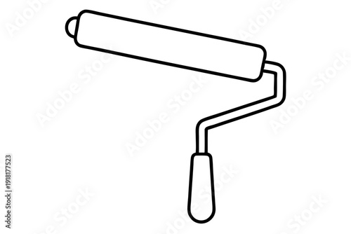 Minimal Line Sketch of Paint Roller – Simple Continuous Outline Icon