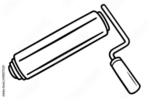 Minimal Line Sketch of Paint Roller – Simple Continuous Outline Icon
