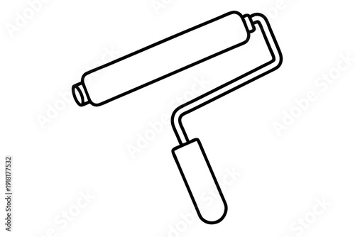 Minimal Line Sketch of Paint Roller – Simple Continuous Outline Icon