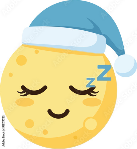 Smiling Sun Emoji Wearing Santa Hat Illustration