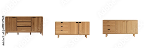 Tableau sur toile Modern Solid Wood Sideboard Set - Scandi-Style Oak Buffet and Storage Credenza C