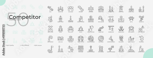 Competitor Line Editable Icons set