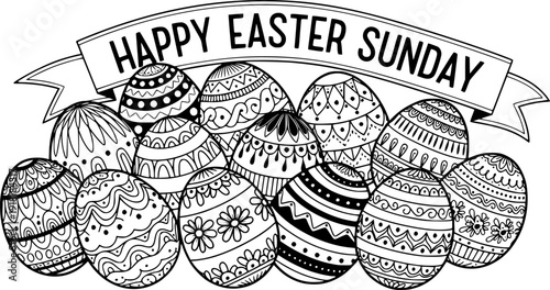Easter sunday decorative eggs illustration
