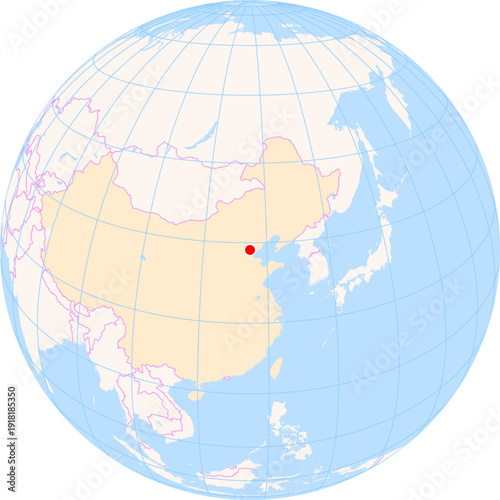 Location Map of Tianjin Binhai Int. Airport (Tianjin, Tianjin, China). IATA-code: TSN. No labels at all.