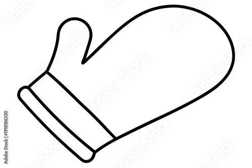 Oven Mitt Outline Vector – Minimal Line Art Baking Glove Illustration SVG