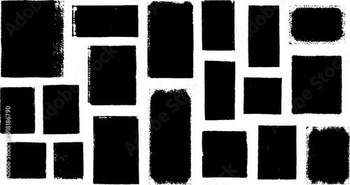 Abstract composition of black rectangles on white background